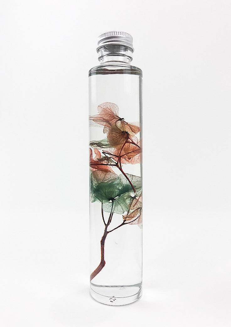 Hydrangea Preserved Bottle, Water Globe, Home Interior Decor